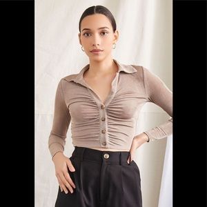 Forever21 Ruched Cropped Shirt
